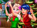 Jwèt Selfie Ladybug ak Elsa nan Nwèl sou entènèt