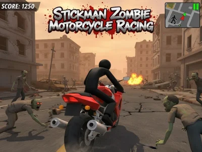 Jwèt Sou entènèt jwèt Stickman zonbi motosiklèt kous sou entènèt