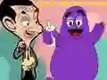 Jwèt Lè Mesye Bean rankontre Grimace sou entènèt