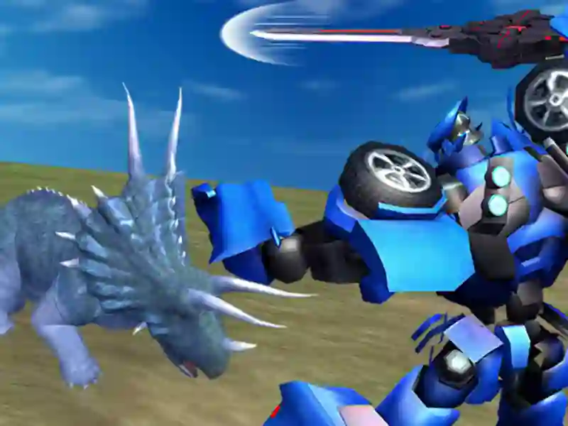 Jwèt Jurassic dinozò Mech batay sou entènèt