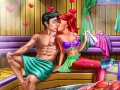 Jwèt Flirte nan sauna sirèn sou entènèt