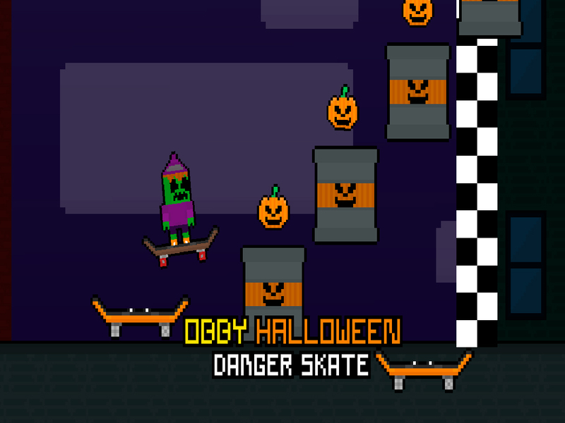 Jwèt Obby Halloween danje monte paten sou entènèt
