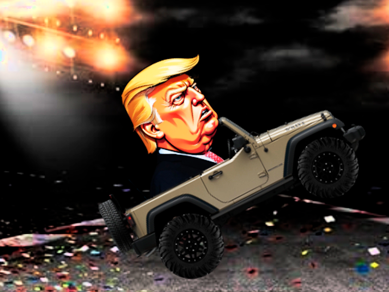 Jwèt Trump wheelie defi sou entènèt